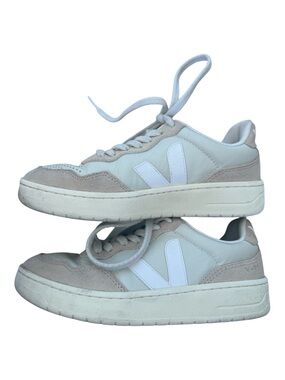 Veja Low-Top Sneakers in White and Taupe Suede